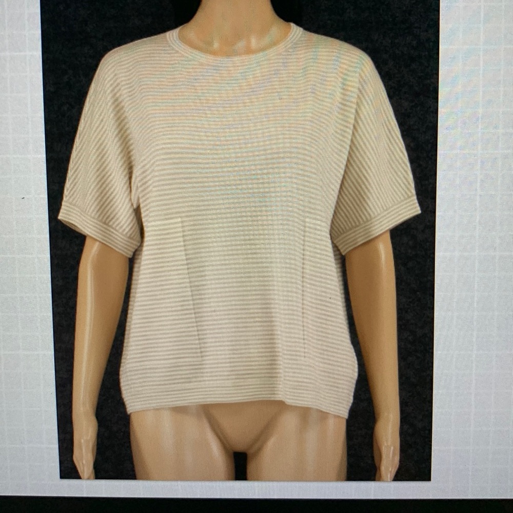 Brunello Cucinelli woo/cashmere blend striped short sleeves top